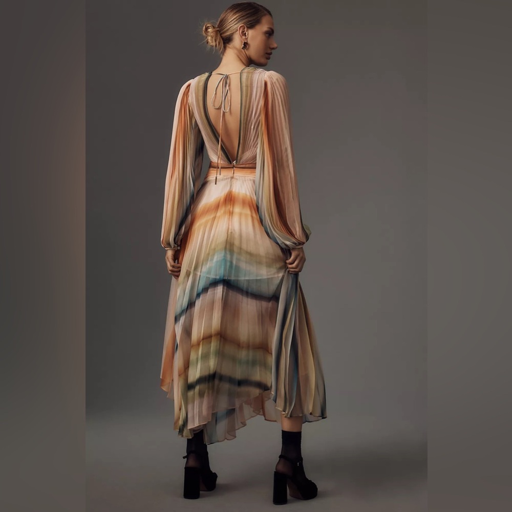 Anthropologie Acler Astone Long-Sleeve V-Neck Midi Dress - Picture 2 of 4